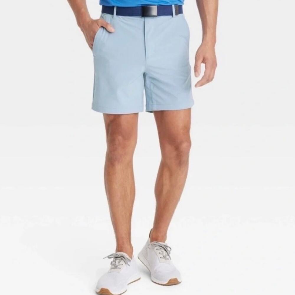 All in Motion Men's 44 Light Blue Golf Shorts Performance Stretch Chino Casual